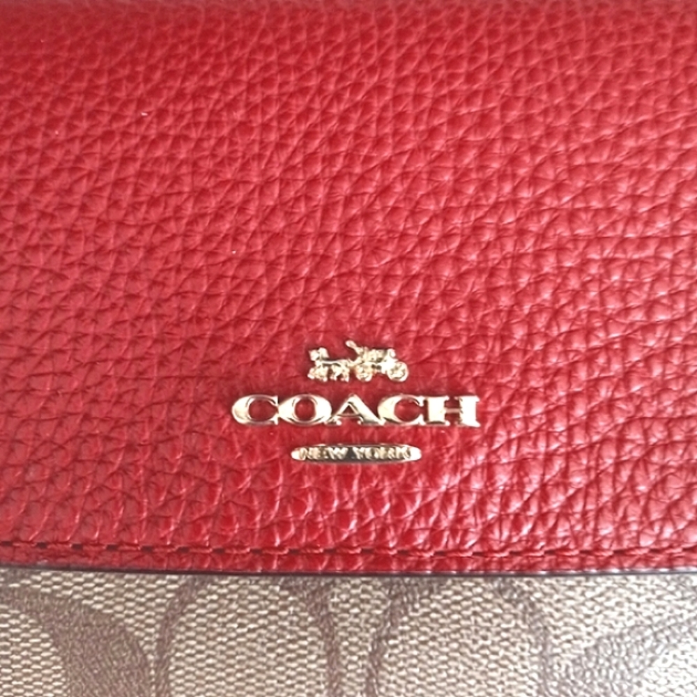 ❤ COACH Tan & Red Signature Monogram 'Year of the Rat Wallet' NWT! - Picture 3 of 12
